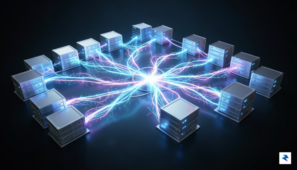 A conceptual digital visualization of a large-scale PostgreSQL database cluster&hellip;