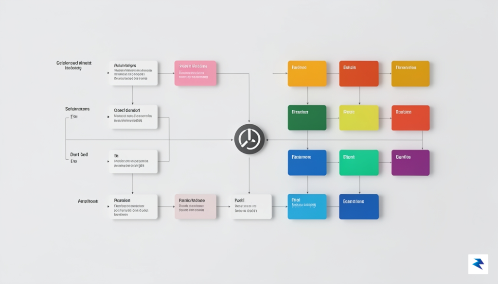 A clean, minimalist technical visualization showing a structured data schema&hellip;
