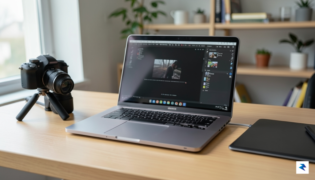 A sleek, modern laptop with a metallic finish, slightly thicker&hellip;