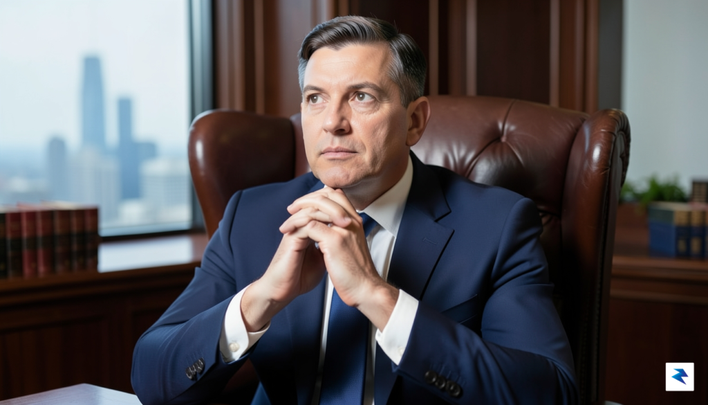 A professional portrait of Kevin Warsh, looking thoughtful and authoritative,&hellip;