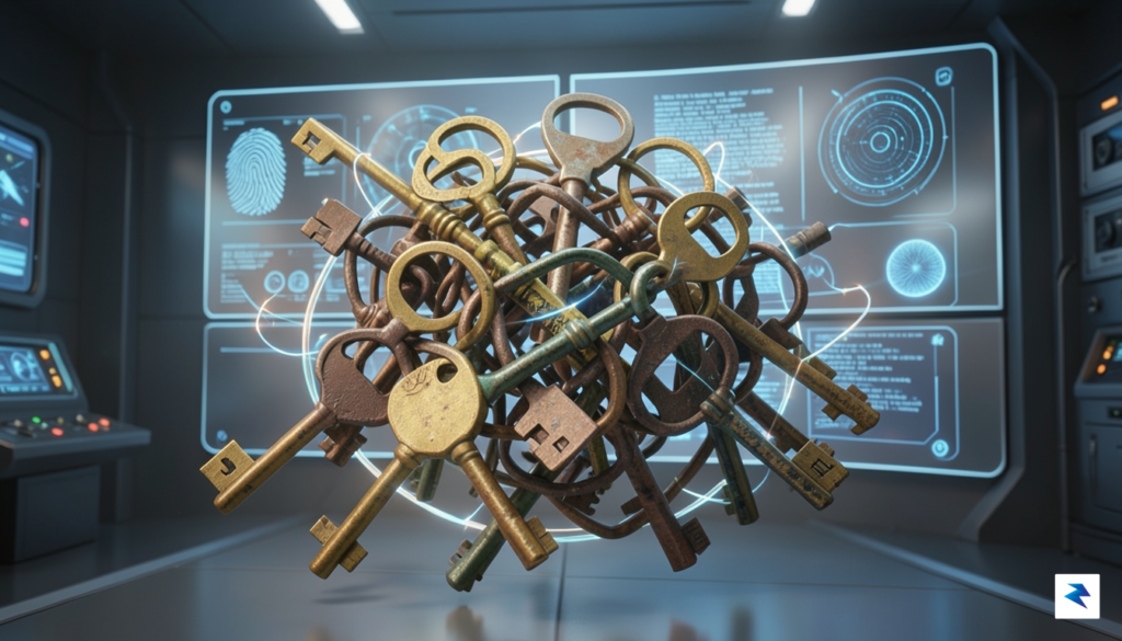 A conceptual digital illustration showing a complex, tangled web of&hellip;
