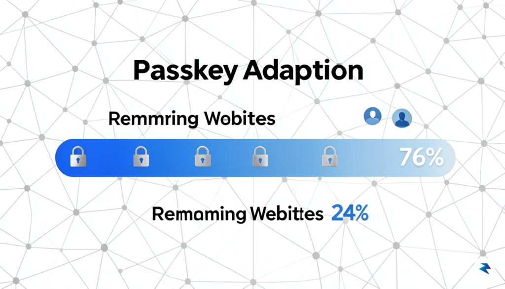 A stylized infographic showing a progress bar with "Passkey Adoption"&hellip;