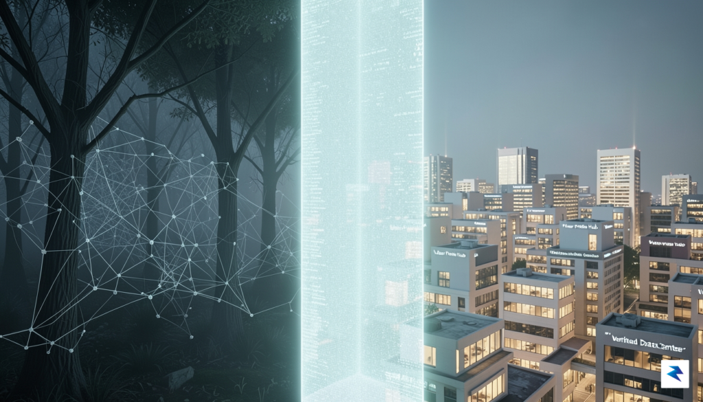 A conceptual digital landscape showing a glowing, transparent wall rising&hellip;