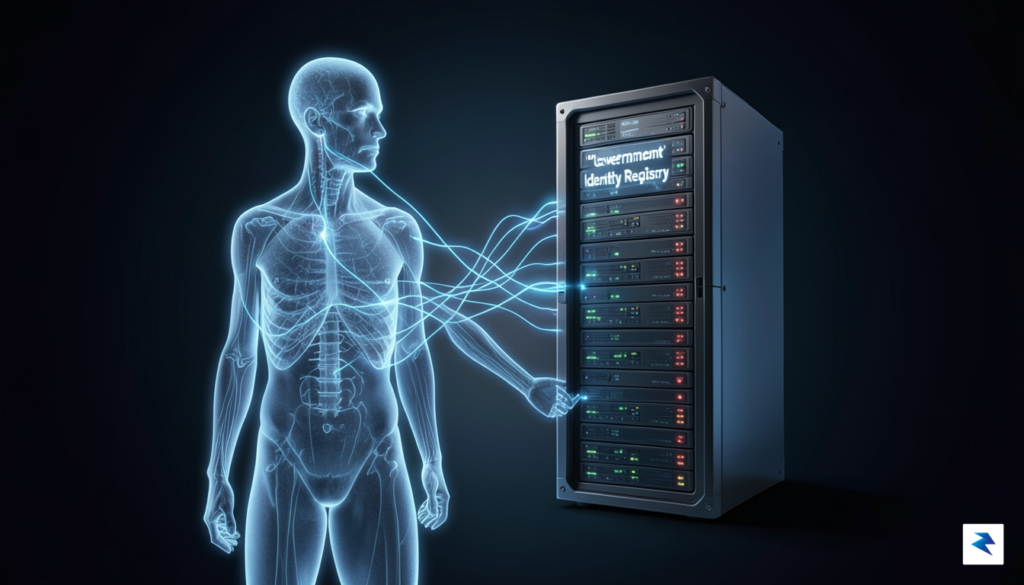 A conceptual digital illustration showing a glowing human silhouette connected&hellip;