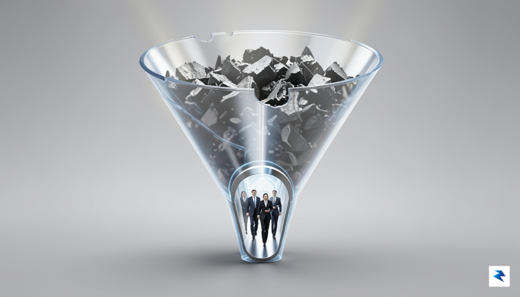 A conceptual illustration showing a funnel being redesigned from a&hellip;