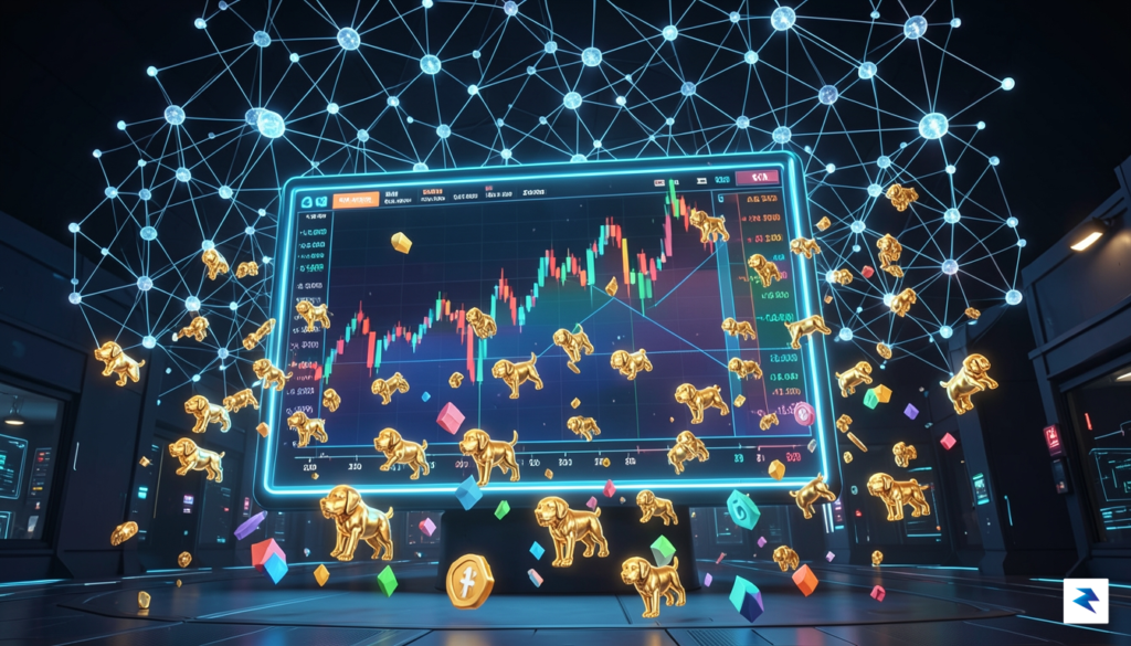 A digital art illustration showing a fluctuating stock market graph&hellip;