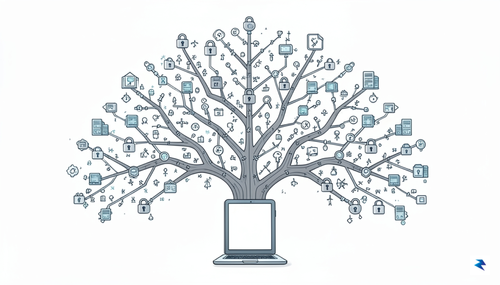 A digital illustration showing a user's data repository represented as&hellip;