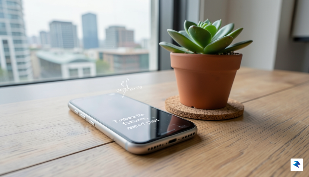 A conceptual, high-resolution photograph showing a polished, pre-owned iPhone resting&hellip;