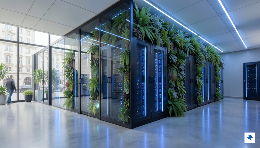 A modern, high-tech server room facility in a European city,&hellip;
