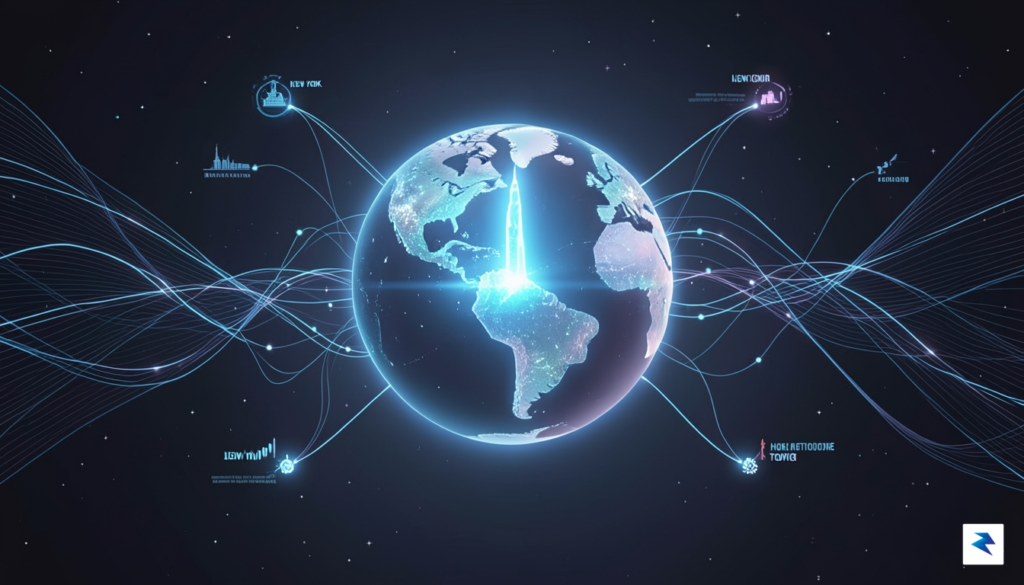 A modern, high-tech digital representation of a glowing globe centered&hellip;