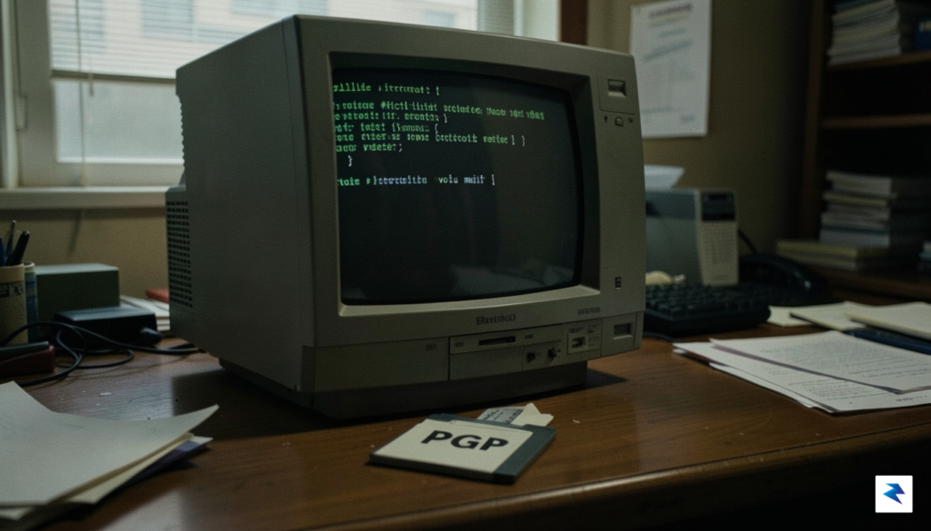 A vintage 1990s-style computer monitor displaying lines of C++ code,&hellip;