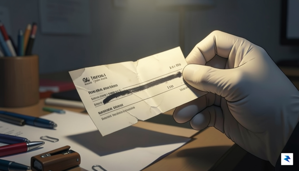 A conceptual illustration showing a close-up of a check being&hellip;