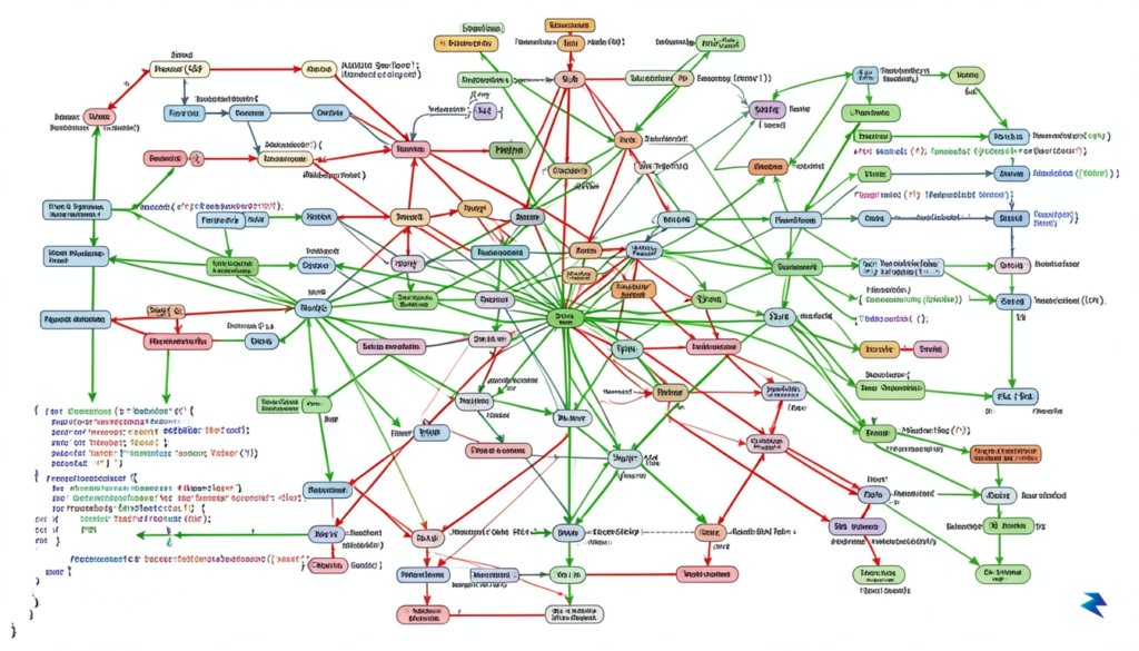 A complex network graph illustrating connections between different programming language&hellip;