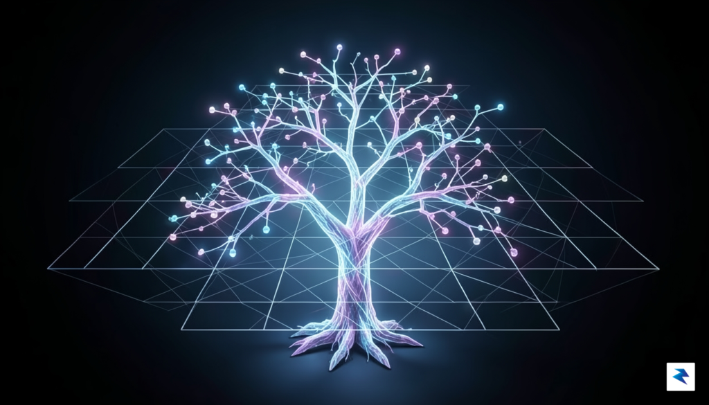 A detailed digital illustration showing a glowing, intricate abstract syntax&hellip;