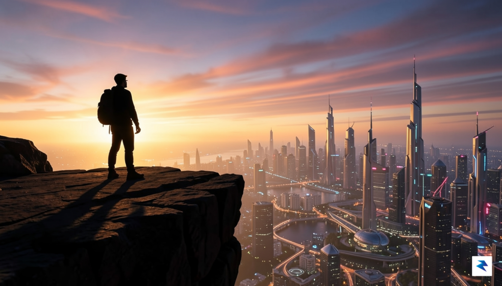 A silhouette of a person standing on a cliff overlooking&hellip;