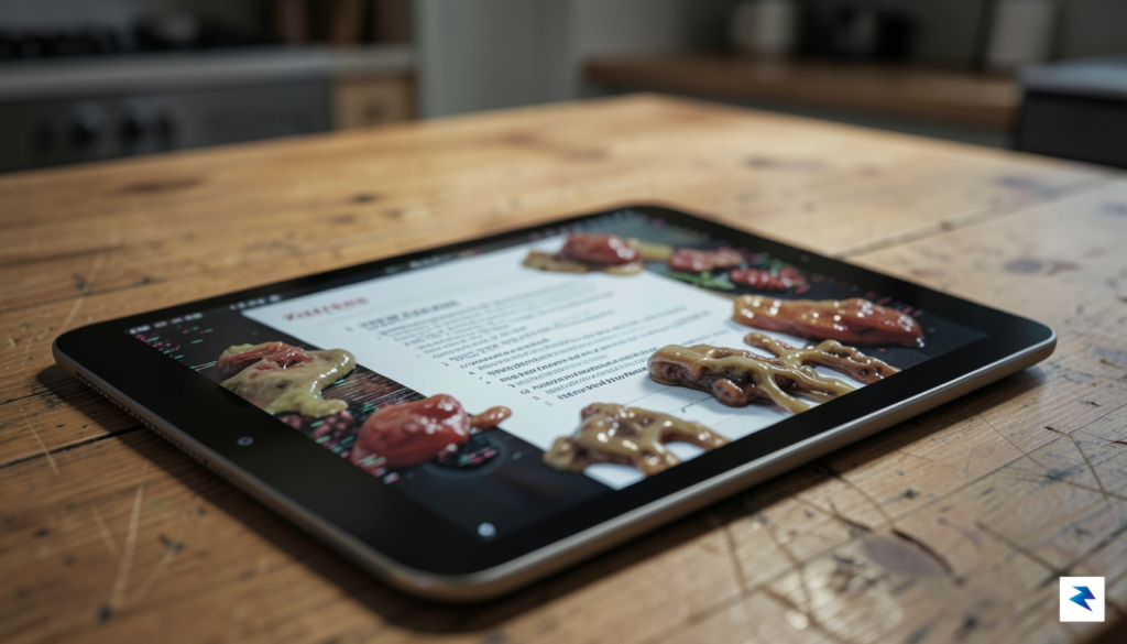 A conceptual close-up of a digital tablet displaying a glitching,&hellip;