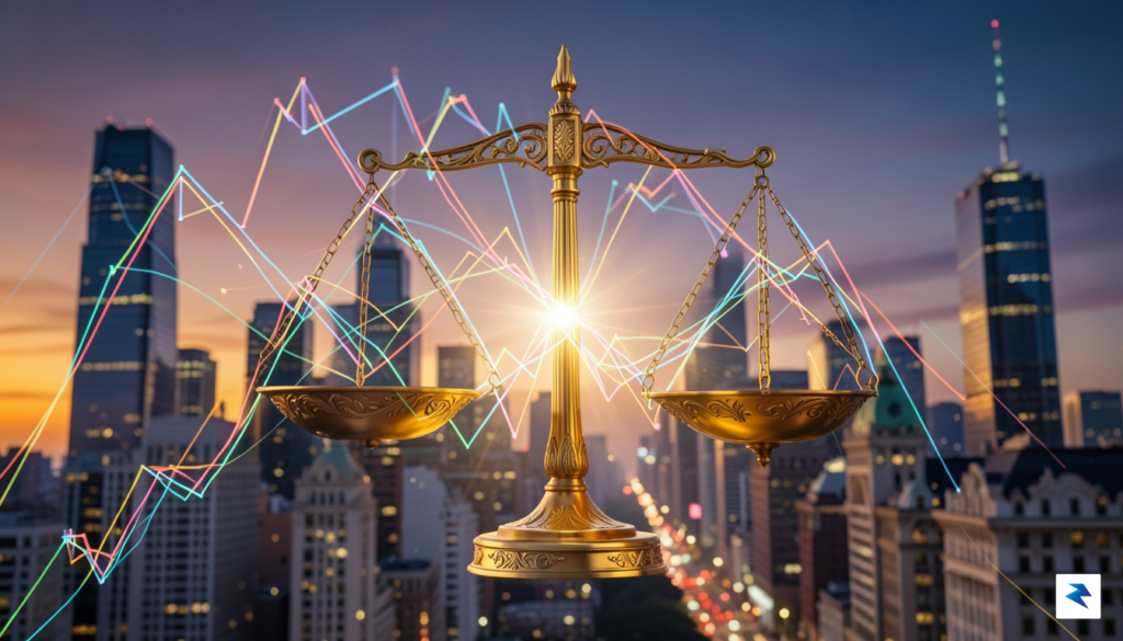 A conceptual digital illustration of a complex financial graph with&hellip;