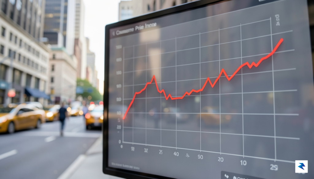 A close-up shot of a digital consumer price index graph&hellip;