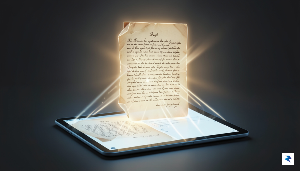 A conceptual digital illustration showing a glowing, translucent document being&hellip;