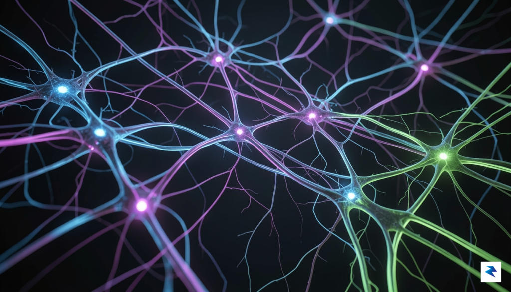 An abstract, futuristic image showing interconnected neural networks and data&hellip;