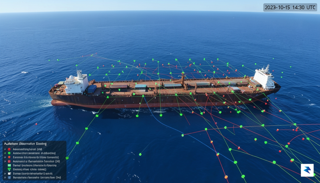 A satellite view of a large oil tanker in open&hellip;