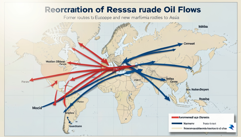 A world map illustrating the reorientation of Russian crude oil&hellip;