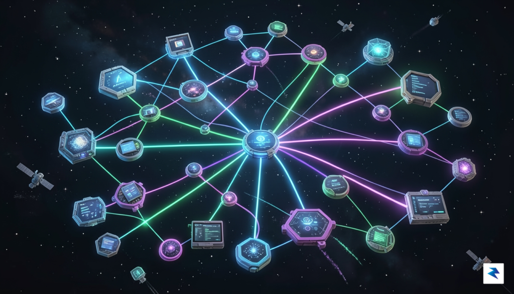 A digital illustration depicting a network of diverse, interconnected nodes&hellip;