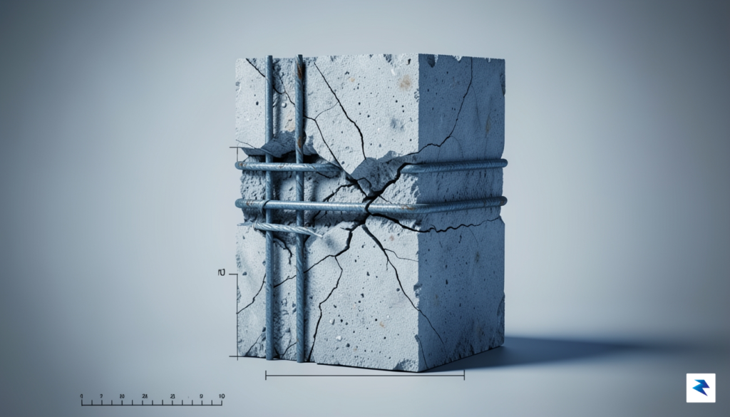 A cross-sectional technical illustration showing a reinforced concrete column with&hellip;