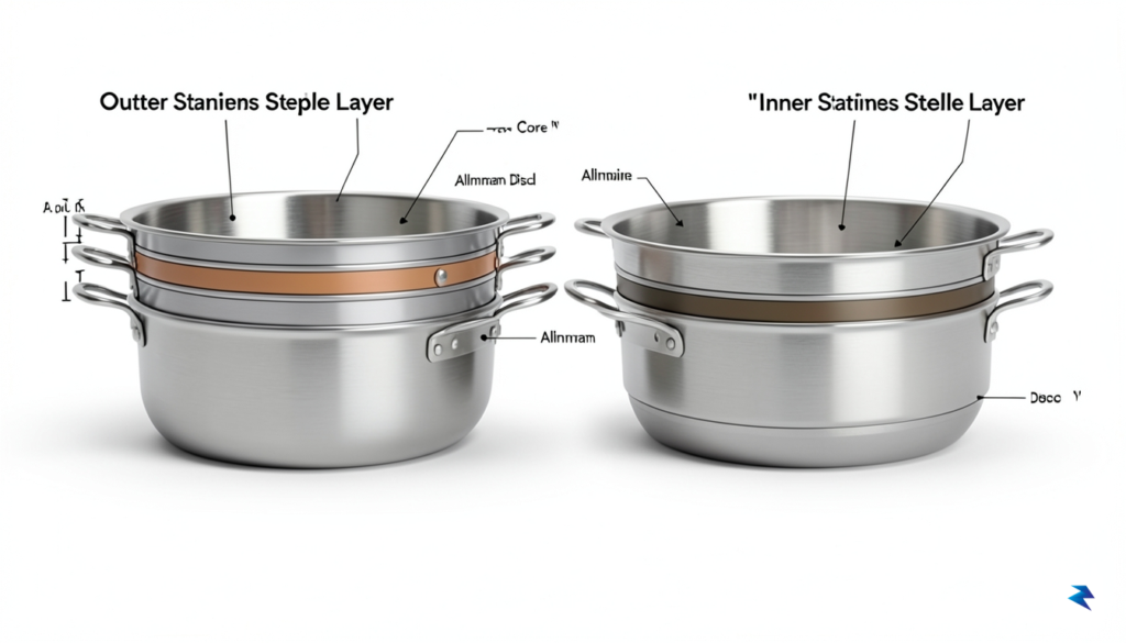 A cross-section diagram showing the layers of a 5-ply stainless&hellip;
