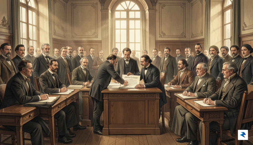 An evocative historical illustration of the Reconstruction era, depicting the&hellip;