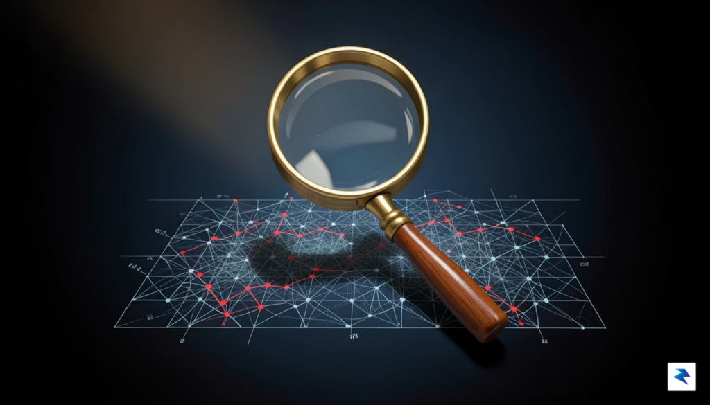 A conceptual digital illustration showing a magnifying glass hovering over&hellip;