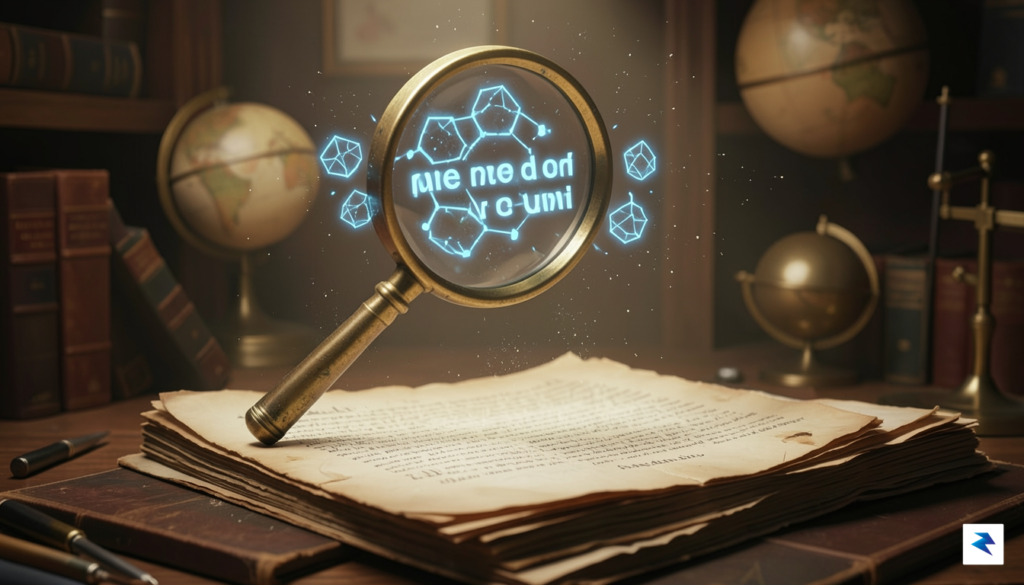 A conceptual digital illustration showing a magnifying glass hovering over&hellip;