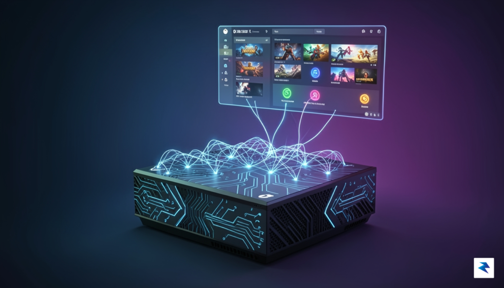 A conceptual digital illustration showing a sleek Xbox Series X&hellip;