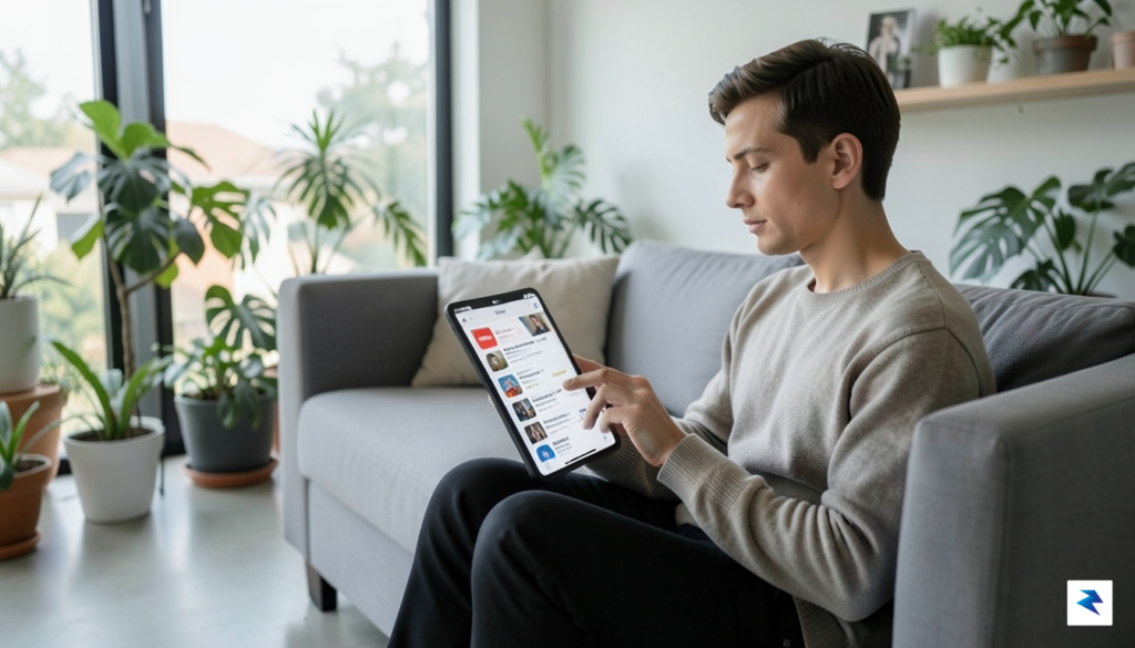 A person carefully selecting news sources on a tablet, with&hellip;