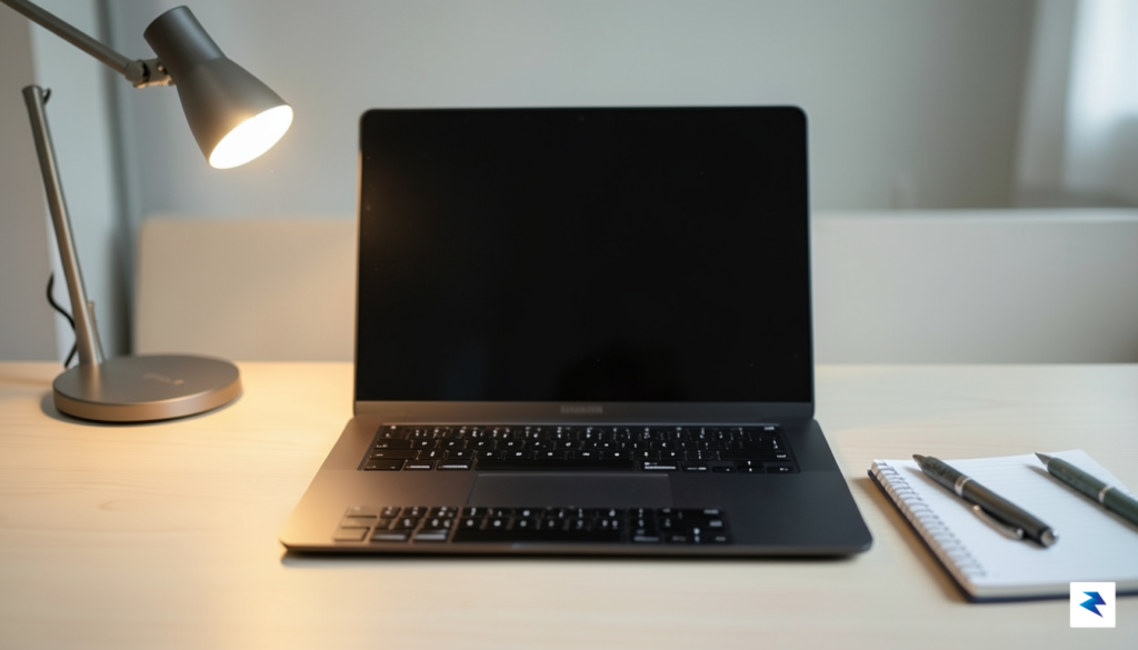 A clean, minimalist flat-lay photo of a professional workspace featuring&hellip;