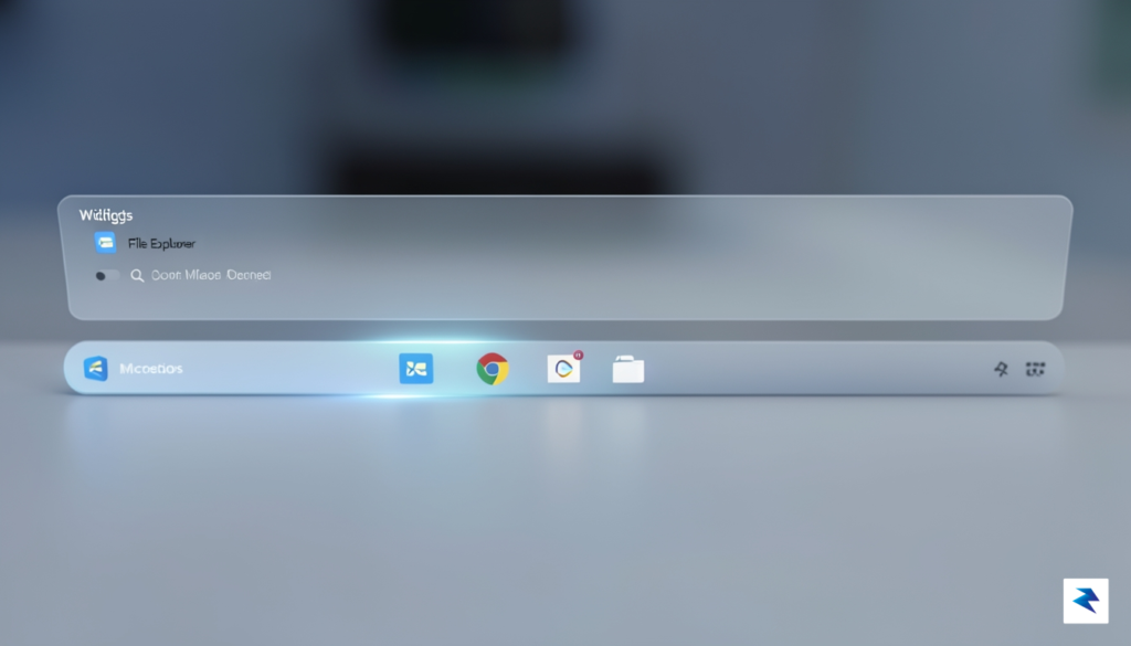 A close-up view of a clean Windows 11 taskbar with&hellip;