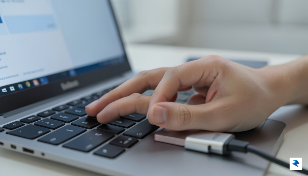 A close-up, high-definition photograph of a user's hands carefully backing&hellip;