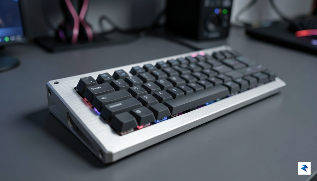 A close-up shot of a Wooting 60HE v2 keyboard mounted&hellip;