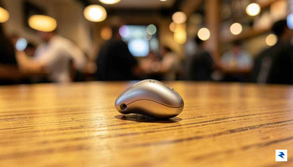 A close-up shot of a sleek RIC hearing aid placed&hellip;