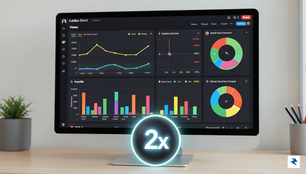 A digital dashboard showing analytics graphs for a YouTube Short,&hellip;