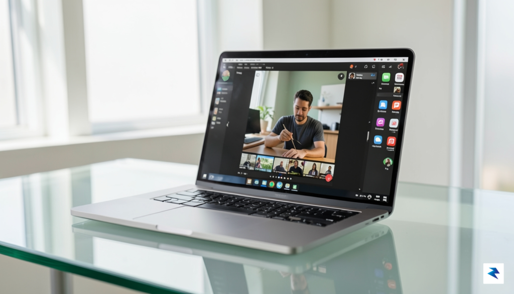 A modern digital workspace featuring a creator editing a vertical&hellip;