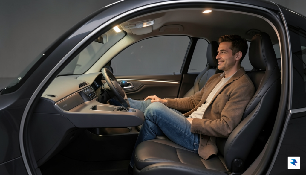 An interior shot of a modern, sleek robotaxi with a&hellip;