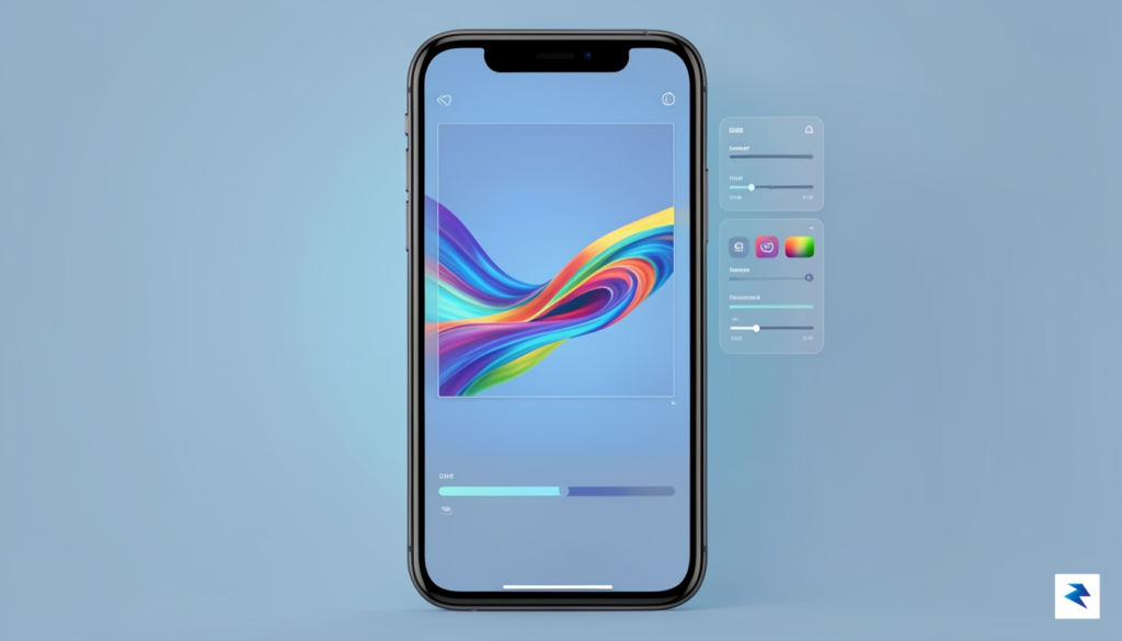 A sleek, futuristic smartphone interface showing a real-time, low-latency AI…