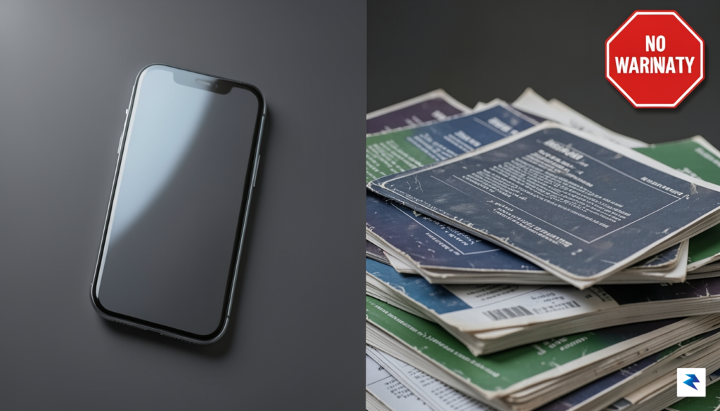 A split-screen composition showing a sleek, futuristic smartphone on the…