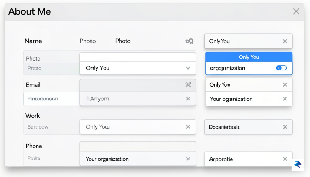 A screenshot of Google's 'About Me' page with various personal…