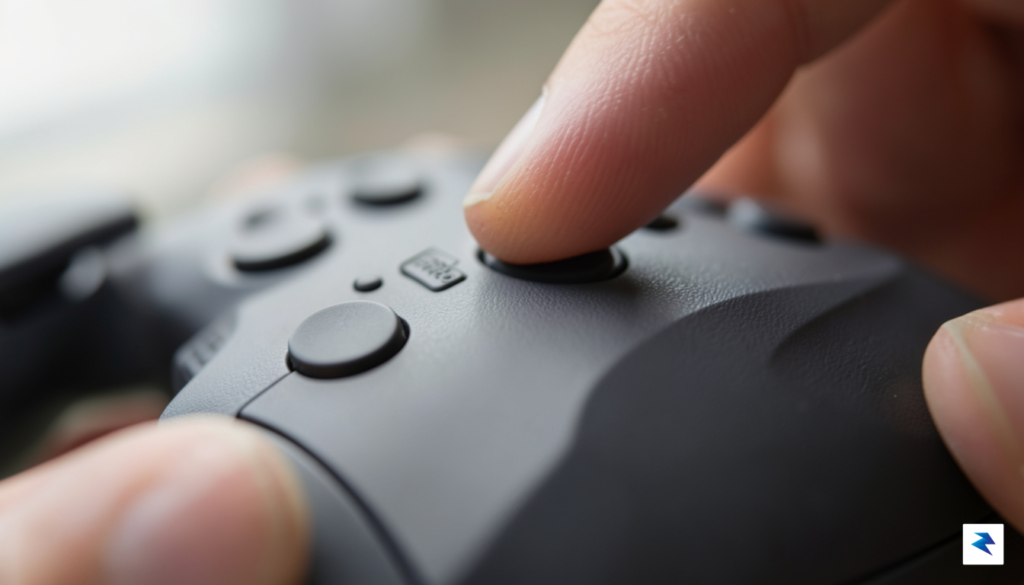 A close-up shot of the 8BitDo FlipPad buttons being pressed…