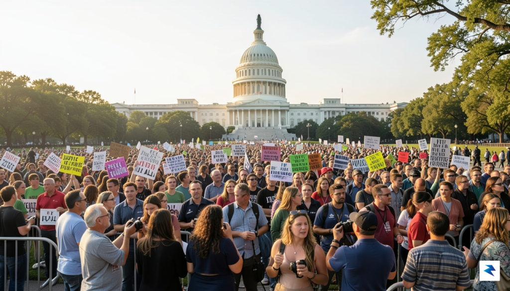 A wide shot of the National Mall in Washington D.C.,…