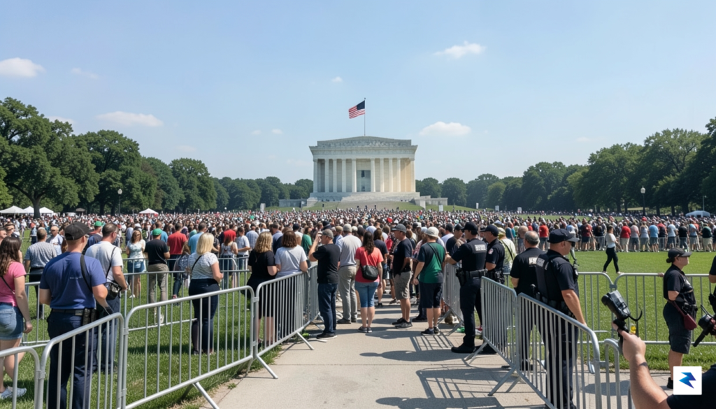 A wide shot of the National Mall in Washington D.C.,…