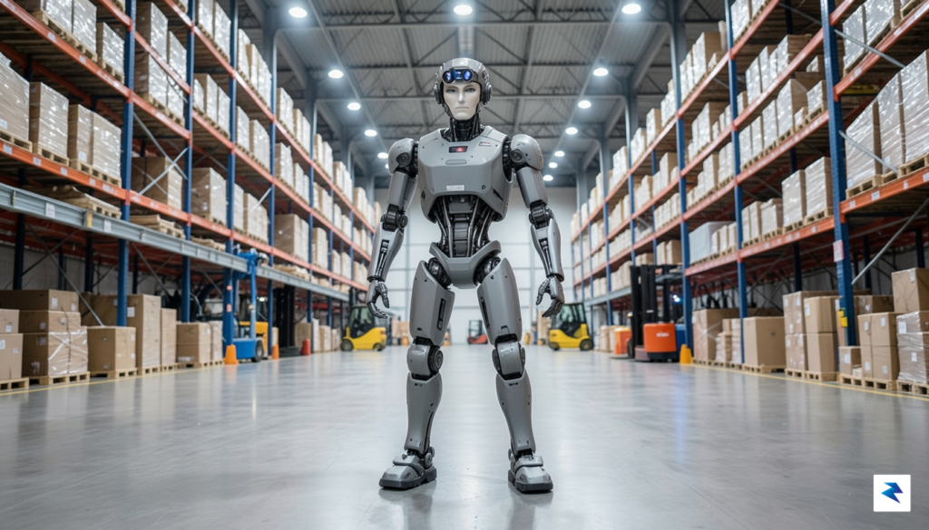A humanoid robot named Digit by Agility Robotics, with two…