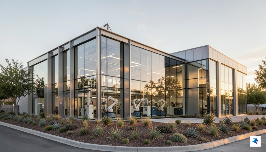 A wide-angle shot of a modern, high-tech industrial facility in&hellip;